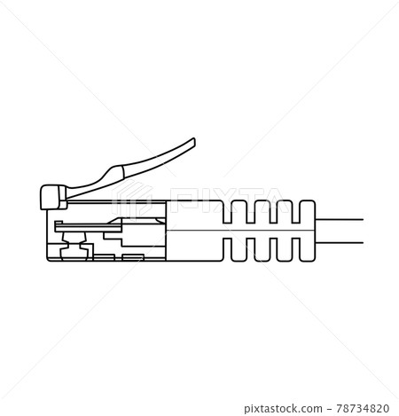 從側面看 LAN 電纜（線條圖） 78734820
