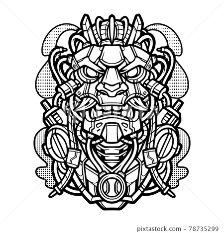Oni mecha vintage mascot logo 78735299