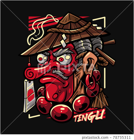 Tengu mascot logo design illustration 78735311