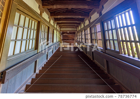 Steep wooden staircase, Eiheiji, Japan. 78736774