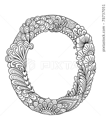Mandala letter O monogram, adult coloring book, engraving design. Vector illustration. Mandala letter O monogram, adult coloring book, engraving design. Vector illustration. 78737051
