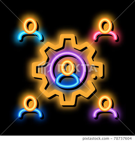 working outsource emplayees neon glow icon illustration 78737604