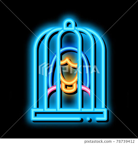 woman in cage neon glow icon illustration woman in cage neon glow icon illustration 78739412