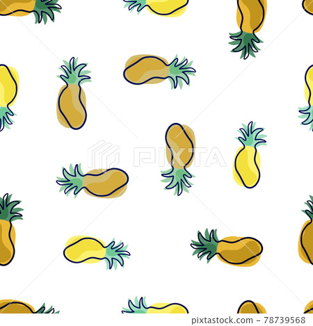 Hand drawn seamless pattern with yellow abstract pineapples shapes. Isolated vitamin print. Hand drawn seamless pattern with yellow abstract pineapples shapes. Isolated vitamin print. 78739568