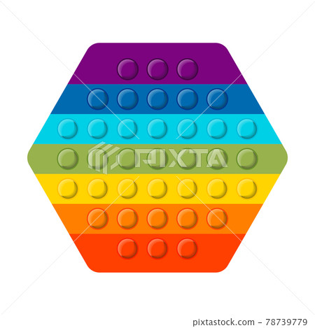 Funny Pop it fidget sensory toy jump. Isolated on white background. Rainbow colors. 78739779