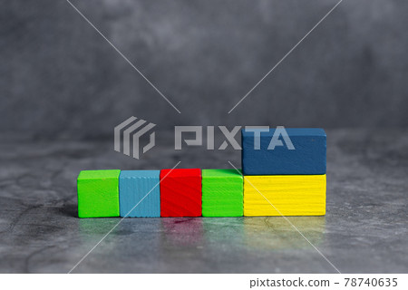 Sample Cube Rectangular Boxes Polished With Multi-Colour Symbolizing Stability Growth Development Aligned On Surface With Different Perspective Bounded By E-Supplies Accesories 78740635
