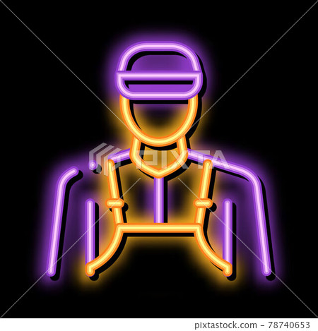 cleaner profession neon glow icon illustration cleaner profession neon glow icon illustration 78740653