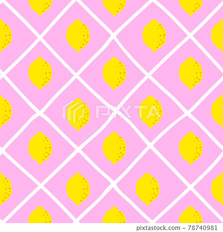 Lemon pattern seamless in bright colors. Repeat background with fruit vector pattern. Citrus fruit 78740981