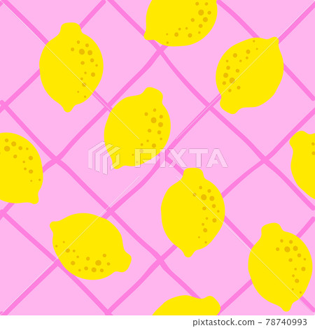 Lemon pattern seamless in bright colors. Repeat background with fruit vector pattern. Citrus fruit 78740993