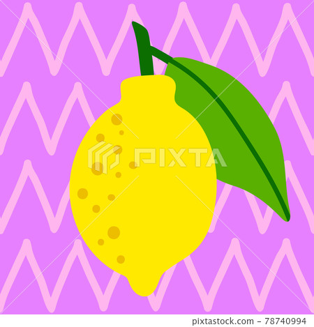 Lemon pattern seamless in bright colors. Repeat zigzag background with fruit vector pattern. Citrus 78740994