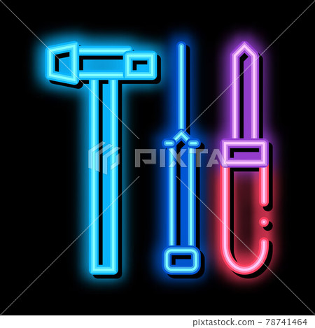 watch repair fixing instrument neon glow icon illustration 78741464