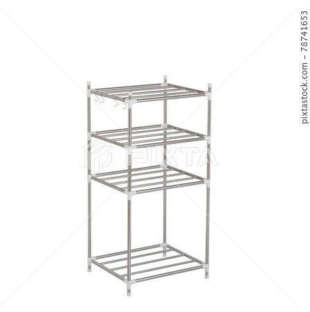 Metal racks or shelve with hooks isolated on white Metal racks or shelve with hooks isolated on white 78741653