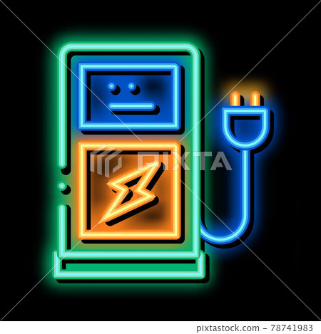 electro car charge station neon glow icon illustration 78741983