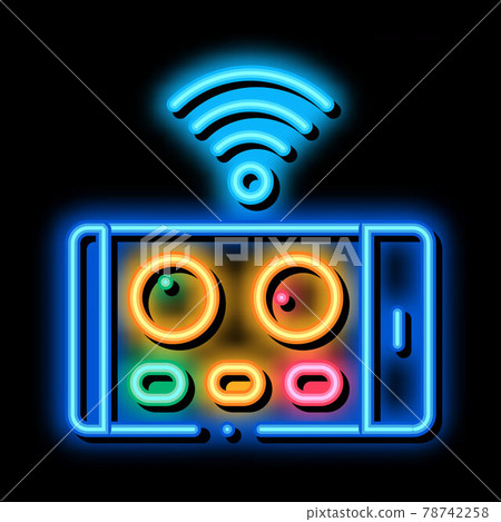 drone phone application remote control neon glow icon illustration drone phone application remote control neon glow icon illustration 78742258