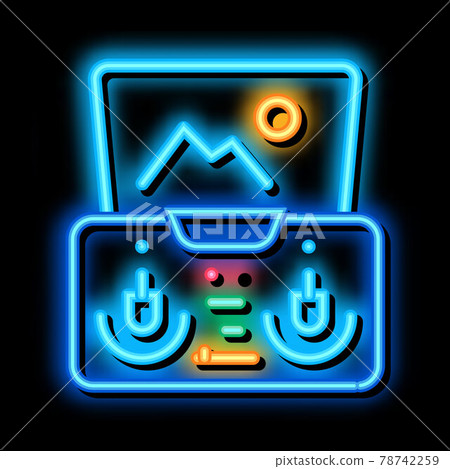 drone smartphone app remote controle neon glow icon illustration 78742259