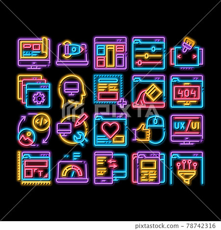 Web Design Development neon glow icon illustration 78742316