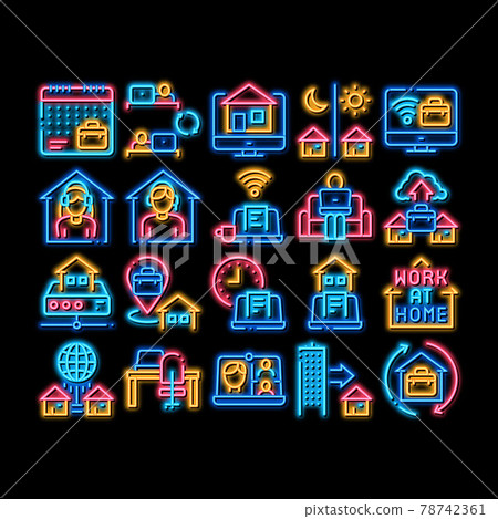 Remote Work Freelance neon glow icon illustration Remote Work Freelance neon glow icon illustration 78742361