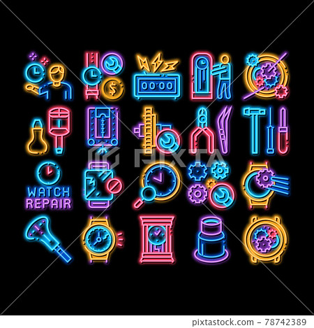 Watch Repair Service neon glow icon illustration 78742389