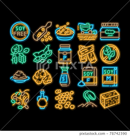 Soy Bean Food Product neon glow icon illustration - Stock Illustration ...
