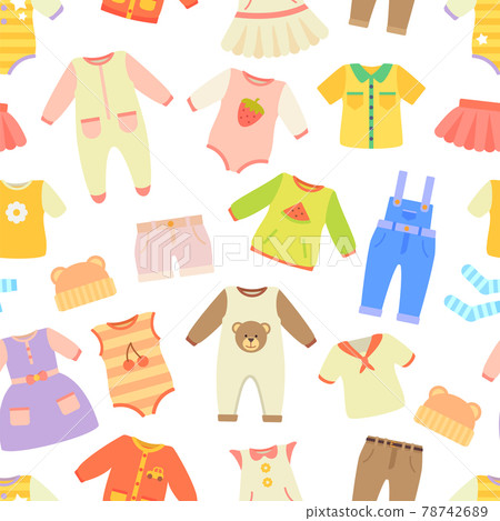 Baby Clothes Seamless Pattern Vector Illustration 78742689