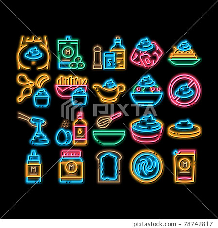 Mayonnaise Spice Sauce neon glow icon illustration Mayonnaise Spice Sauce neon glow icon illustration 78742817