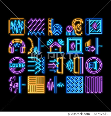 Soundproofing Building neon glow icon illustration Soundproofing Building neon glow icon illustration 78742819