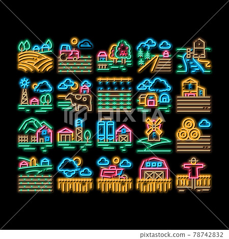 Farming Landscape neon glow icon illustration Farming Landscape neon glow icon illustration 78742832