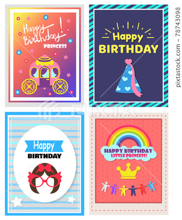 Happy Birthday Little Princess Set of Cute Posters Happy Birthday Little Princess Set of Cute Posters 78743098