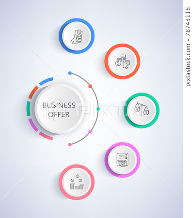 Business Offer Set of Icons Growing Income, Credit Business Offer Set of Icons Growing Income, Credit 78743118