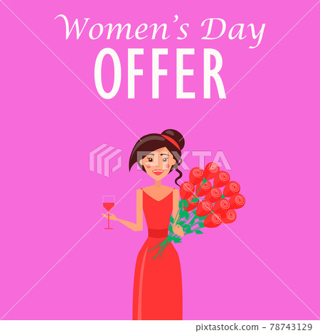 Womens Day Offer Advertisement with Woman in Dress Womens Day Offer Advertisement with Woman in Dress 78743129