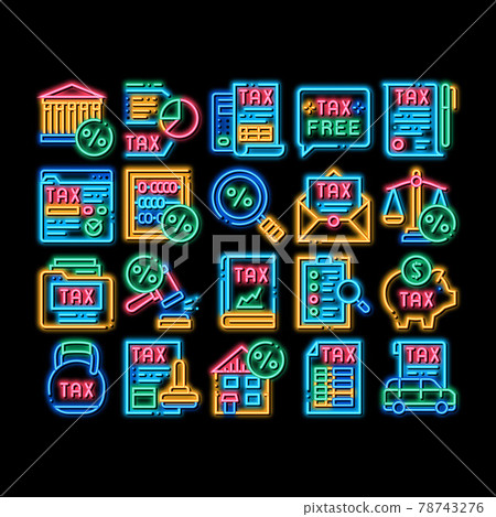 Tax System Finance neon glow icon illustration Tax System Finance neon glow icon illustration 78743276