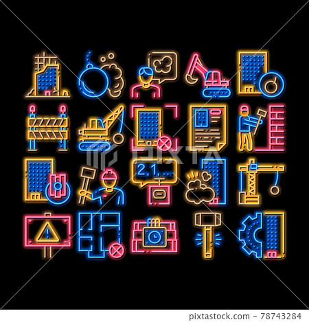 Demolition Building neon glow icon illustration 78743284