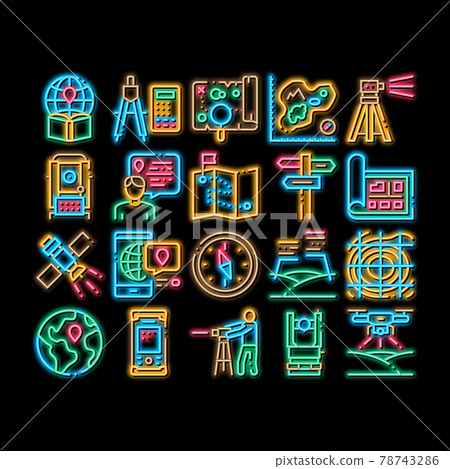 Topography Research neon glow icon illustration Topography Research neon glow icon illustration 78743286
