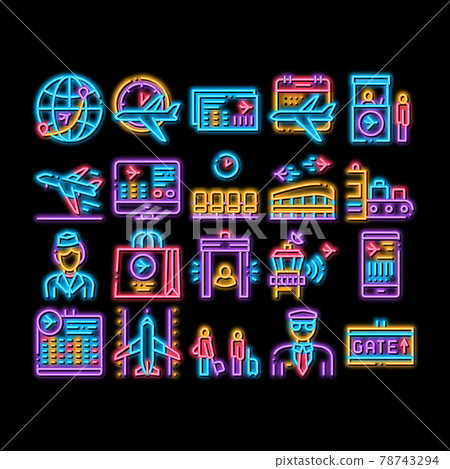 AirAnd Airport neon glow icon illustration 78743294