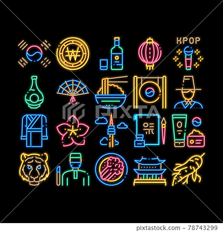 Korea Traditional neon glow icon illustration Korea Traditional neon glow icon illustration 78743299