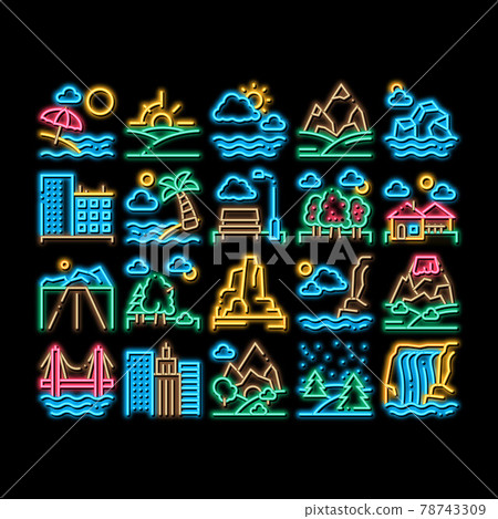 Landscape Travel Place neon glow icon illustration 78743309