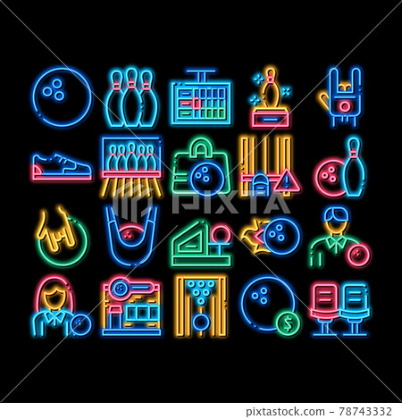 Bowling Game Tools neon glow icon illustration 78743332