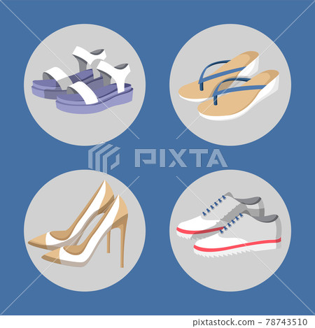 Shoe Collection Summer Mode Vector Illustration 78743510