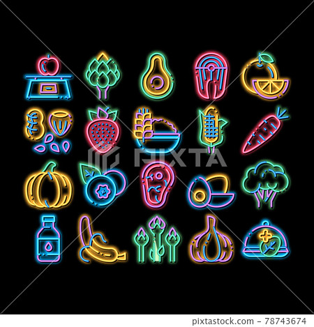 Healthy Food Vector neon glow icon illustration 78743674