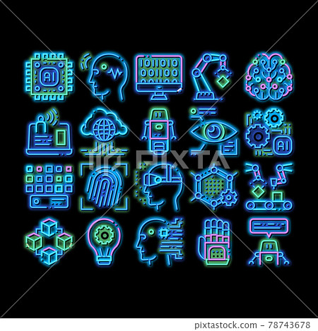 Artificial Intelligence Vector neon glow icon illustration 78743678