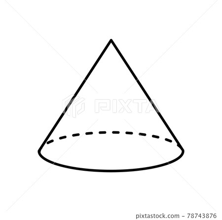 Cone of White Color Linear Sketch, Geometric Shape 78743876