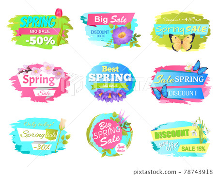 Spring Sale Sickers Vector Illustration Promo Tags 78743918