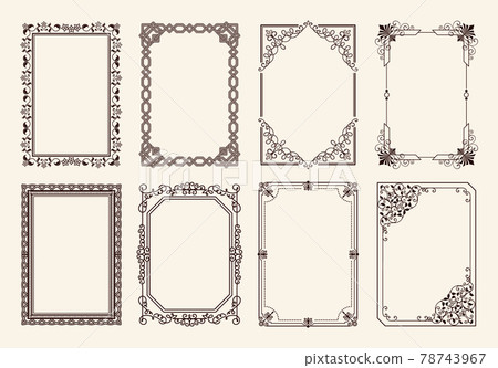 Decorative Frames Set of Curved Graphic Ornament Decorative Frames Set of Curved Graphic Ornament 78743967
