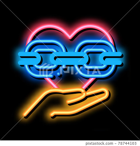 hand holding heart with chain neon glow icon illustration hand holding heart with chain neon glow icon illustration 78744103