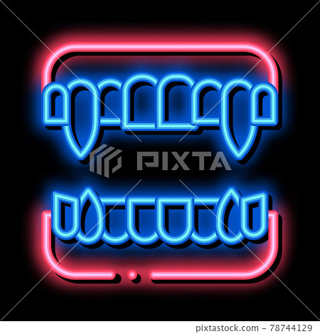 halloween fangs neon glow icon illustration halloween fangs neon glow icon illustration 78744129