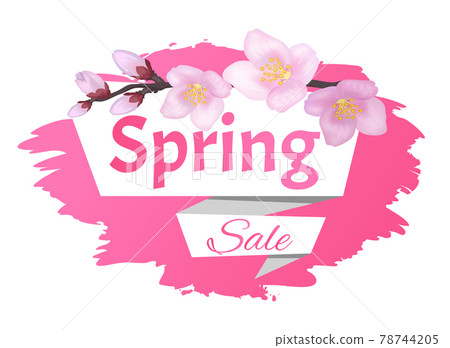 Spring Sale Advertisement Label Branch of Sakura Spring Sale Advertisement Label Branch of Sakura 78744205
