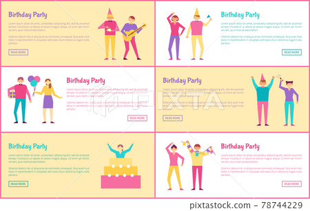 Set of Birthday Party Banners Vector Illustration Set of Birthday Party Banners Vector Illustration 78744229