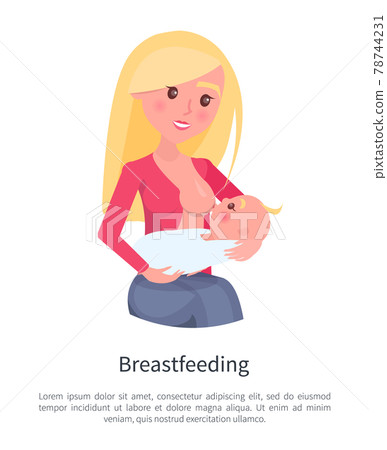 Breastfeeding Poster Blonde Young Mother Feeding Breastfeeding Poster Blonde Young Mother Feeding 78744231