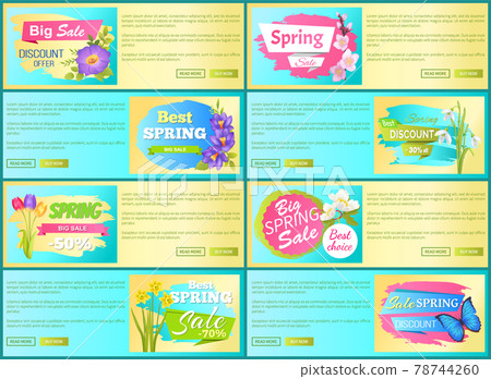 Spring Sale off Set of Advertisement Labels Flower Spring Sale off Set of Advertisement Labels Flower 78744260