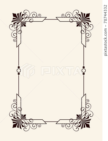 Old Vintage Frame with Cut Angles and Thin Swirls Old Vintage Frame with Cut Angles and Thin Swirls 78744332